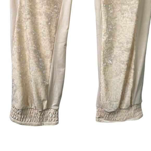 We Are HAH 1 Track Mind Crushed Velvet Jogger Pant in Almond Milk Slouchy - Picture 6 of 16
